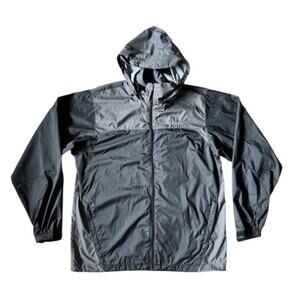 Columbia Mens Rain Coat Jacket Gray Hooded Gorpcore Outdoors Hiking Sportswear